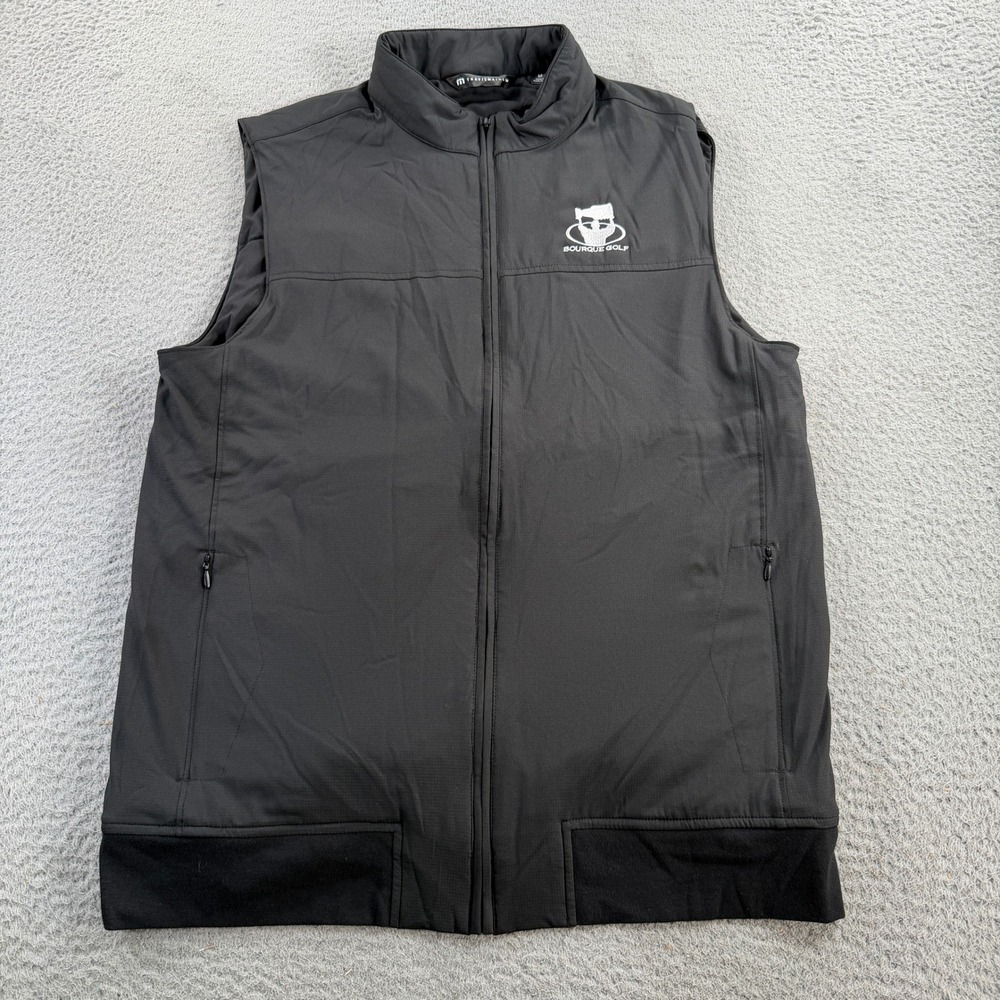 Travis Mathew Waderlust Golf Vest Mens Medium Black Full Zip Padded Bourque Golf